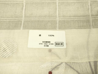 平和屋着物＊夏物 西陣 弥栄織物謹製 九寸名古屋帯 櫛織 草花 証紙付き 正絹 逸品 DAAW3342fe