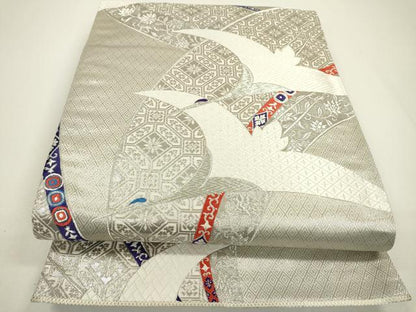 平和屋着物◎六通柄袋帯 唐織 九百錦 舞花 銀糸 正絹 逸品 DAAW3528fe