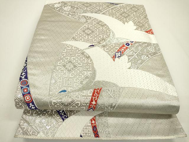 平和屋着物◎六通柄袋帯 唐織 九百錦 舞花 銀糸 正絹 逸品 DAAW3528fe