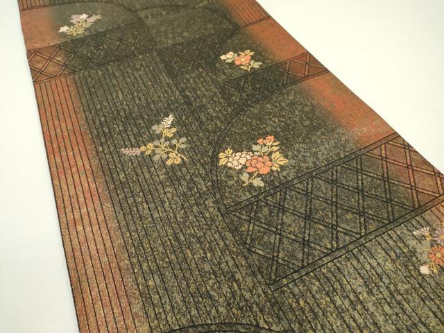 平和屋着物◎六通柄袋帯　草花　金糸　引箔　正絹　逸品　DAAW3569fe
