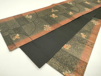 平和屋着物◎六通柄袋帯　草花　金糸　引箔　正絹　逸品　DAAW3569fe