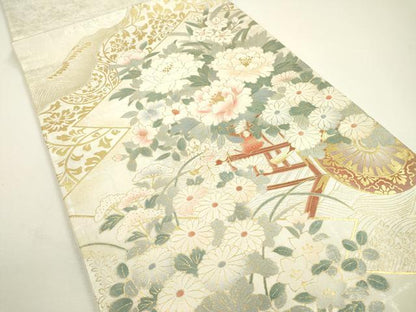 平和屋着物◎太鼓柄袋帯　花車文　金彩　正絹　逸品　DAAW3625fe