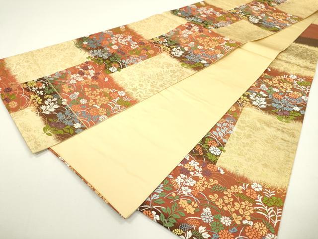 平和屋着物◎六通柄袋帯　唐織　草花　金糸　正絹　逸品　DAAW3626fe