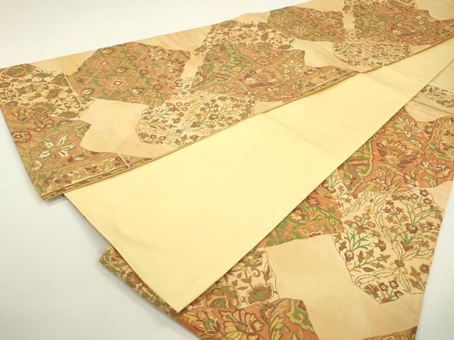 平和屋着物◎六通柄袋帯　更紗花文　正絹　逸品　DAAW3636fe