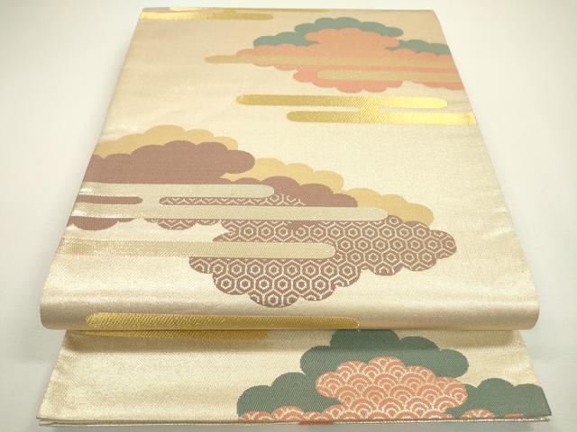 平和屋着物◎六通柄袋帯　吉祥雲文　金糸　正絹　逸品　DAAW3648fe