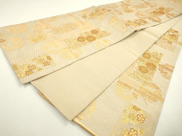 平和屋着物◎六通柄袋帯 短冊花文 金糸 正絹 逸品 DAAW3688fe
