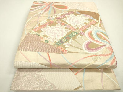 平和屋着物◎六通柄袋帯　唐織　天井花文　金糸　正絹　逸品　DAAW3694fe
