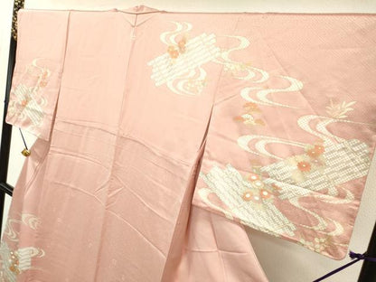 平和屋着物●十日町老舗ブランド 吉澤友禅 吾妻徳穂 訪問着 駒刺繍 流水花文 金彩 三越扱い 正絹 逸品 DAAW3785fe