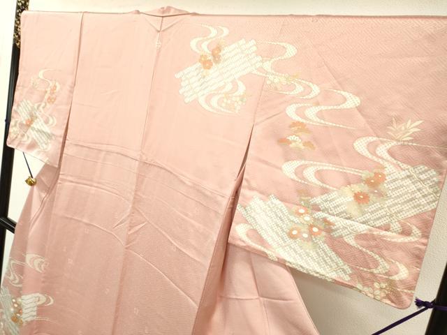 平和屋着物●十日町老舗ブランド 吉澤友禅 吾妻徳穂 訪問着 駒刺繍 流水花文 金彩 三越扱い 正絹 逸品 DAAW3785fe