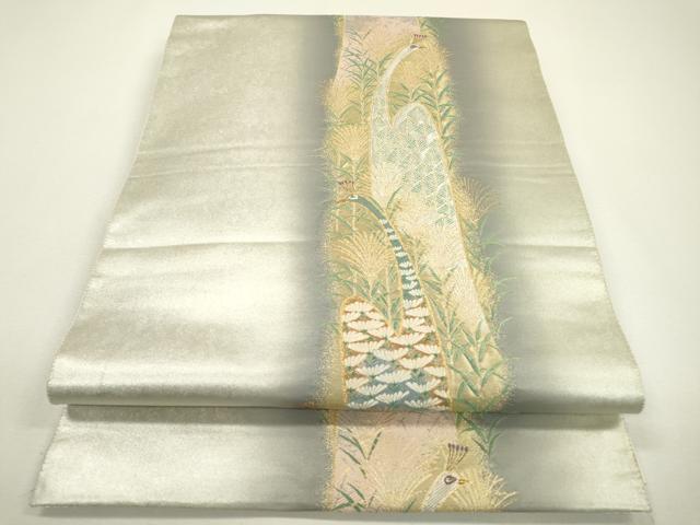 平和屋着物▼六通柄袋帯　唐織　孔雀花文　金銀糸　引箔　正絹　逸品　DAAW3982fe