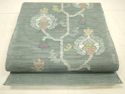 平和屋着物＊夏物　1854年創業　帯屋捨松　八寸名古屋帯　枝花文　正絹　逸品　DAAW4024cm