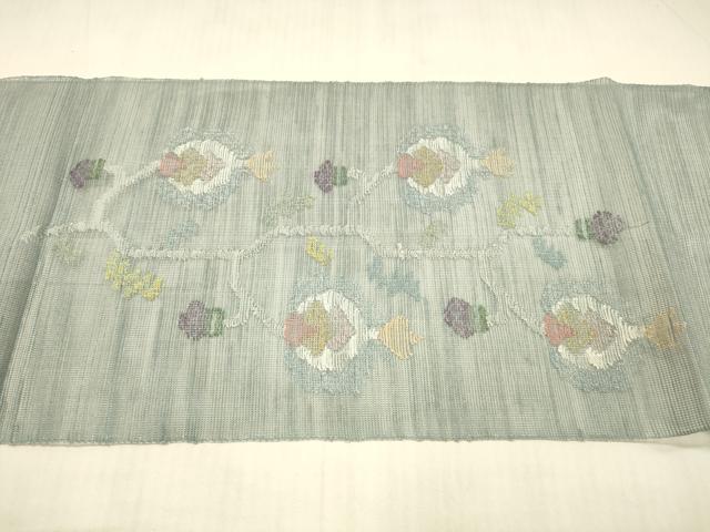 平和屋着物＊夏物　1854年創業　帯屋捨松　八寸名古屋帯　枝花文　正絹　逸品　DAAW4024cm