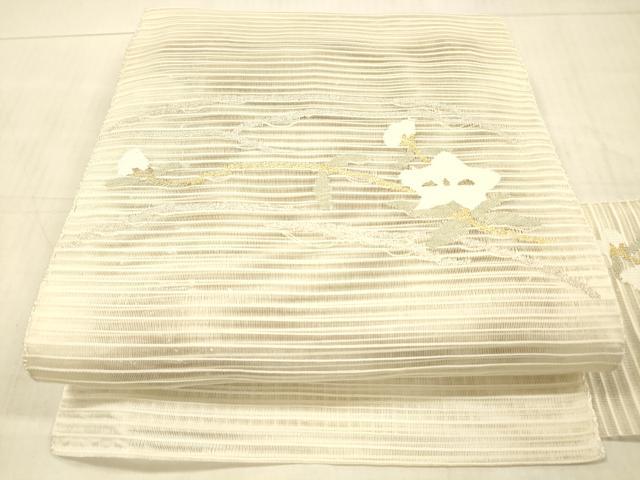 平和屋着物＊夏物 八寸名古屋帯 枝花文 金銀糸 正絹 逸品 DAAW4071cm