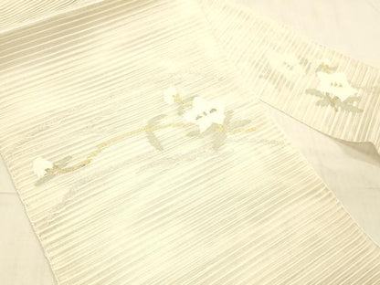 平和屋着物＊夏物 八寸名古屋帯 枝花文 金銀糸 正絹 逸品 DAAW4071cm