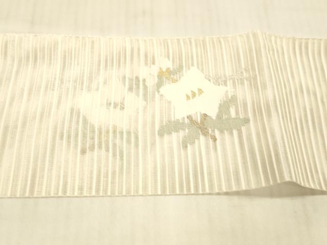 平和屋着物＊夏物 八寸名古屋帯 枝花文 金銀糸 正絹 逸品 DAAW4071cm