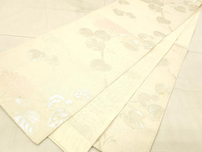 平和屋着物＊夏物　六通柄袋帯　紫陽花　銀糸　正絹　逸品　DAAW4085cm