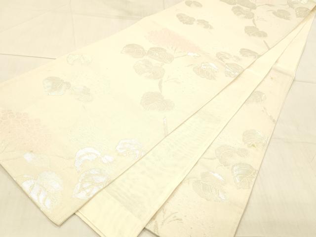 平和屋着物＊夏物　六通柄袋帯　紫陽花　銀糸　正絹　逸品　DAAW4085cm