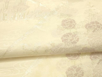 平和屋着物＊夏物 六通柄袋帯 流水草花文 銀糸 正絹 逸品 DAAW4102cm