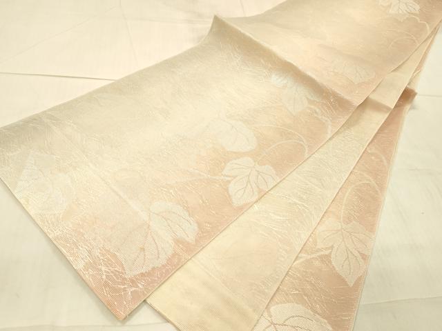 平和屋着物＊夏物　六通柄袋帯　葡萄蔦の葉文　銀糸　正絹　逸品　DAAW4105cm