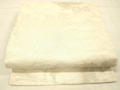 平和屋着物＊夏物　六通柄袋帯　草花文　銀糸　正絹　逸品　DAAW4107cm
