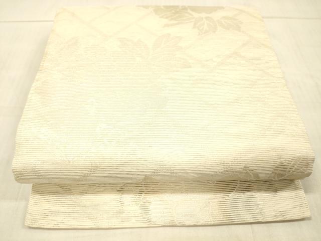 平和屋着物＊夏物　六通柄袋帯　草花文　銀糸　正絹　逸品　DAAW4107cm
