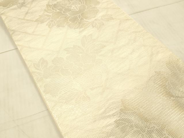 平和屋着物＊夏物　六通柄袋帯　草花文　銀糸　正絹　逸品　DAAW4107cm