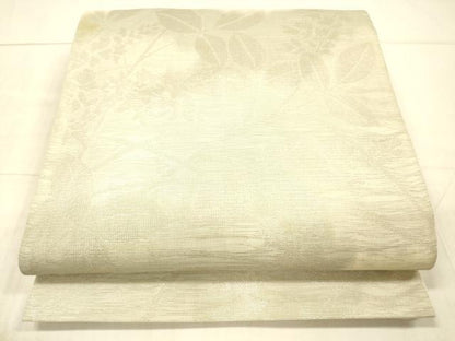 平和屋着物＊夏物 六通柄袋帯 草葉文 銀糸 正絹 逸品 DAAW4114cm