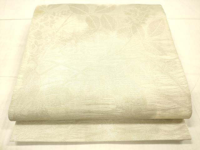 平和屋着物＊夏物 六通柄袋帯 草葉文 銀糸 正絹 逸品 DAAW4114cm