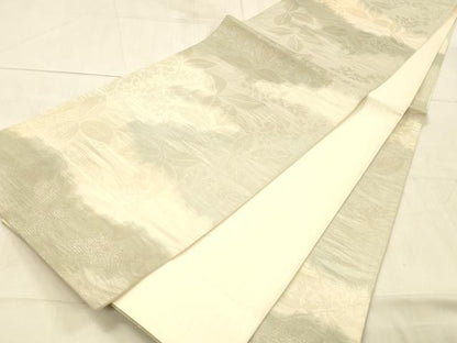 平和屋着物＊夏物 六通柄袋帯 草葉文 銀糸 正絹 逸品 DAAW4114cm