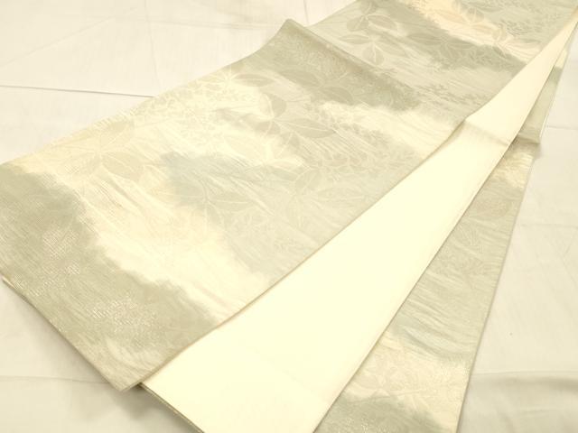 平和屋着物＊夏物 六通柄袋帯 草葉文 銀糸 正絹 逸品 DAAW4114cm