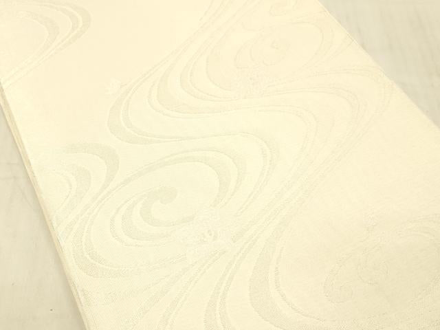 平和屋着物＊夏物　六通柄袋帯　流水花文　銀糸　正絹　逸品　DAAW4117cm