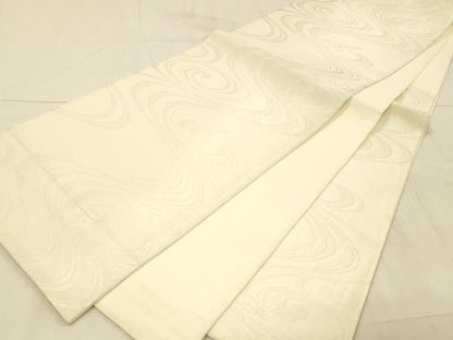 平和屋着物＊夏物　六通柄袋帯　流水花文　銀糸　正絹　逸品　DAAW4117cm