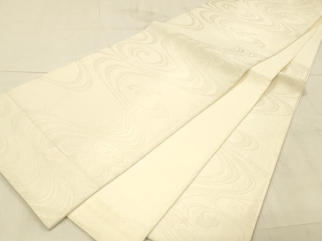 平和屋着物＊夏物　六通柄袋帯　流水花文　銀糸　正絹　逸品　DAAW4117cm
