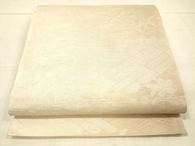 平和屋着物＊夏物 六通柄 本袋帯 流水筏花文 銀糸 正絹 逸品 DAAW4119cm