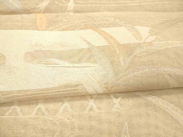 平和屋着物＊夏物　六通柄袋帯　流水籬草葉文　銀糸　正絹　逸品　DAAW4144cm