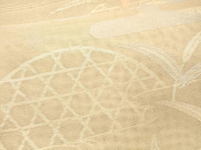 平和屋着物＊夏物　六通柄袋帯　流水籬草葉文　銀糸　正絹　逸品　DAAW4144cm