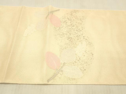 平和屋着物＊夏物 太鼓柄袋帯 枝葉文 銀糸 正絹 逸品 DAAW4158cm