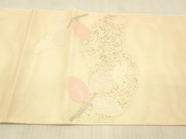 平和屋着物＊夏物 太鼓柄袋帯 枝葉文 銀糸 正絹 逸品 DAAW4158cm
