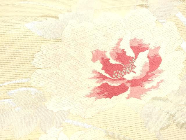 平和屋着物＊夏物　六通柄袋帯　唐織　草花文　銀糸　正絹　逸品　DAAW4168cm