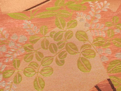 平和屋着物＊夏物 織物一筋名門 織悦 全通柄 本袋帯 舞扇草花文 金銀糸 正絹 逸品 DAAW4192cm