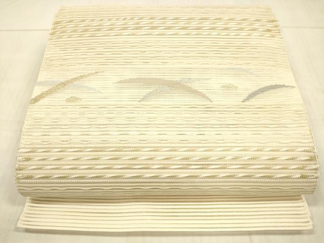 平和屋着物＊夏物 絽綴れ 八寸名古屋帯 草葉文 金銀糸 正絹 逸品 DAAW4193cm