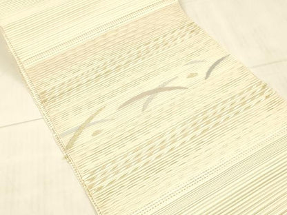 平和屋着物＊夏物 絽綴れ 八寸名古屋帯 草葉文 金銀糸 正絹 逸品 DAAW4193cm