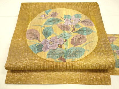 平和屋着物＊夏物 九寸名古屋帯 すくい織 枝花文 金銀糸 正絹 逸品 DAAW4195cm
