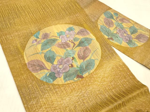 平和屋着物＊夏物 九寸名古屋帯 すくい織 枝花文 金銀糸 正絹 逸品 DAAW4195cm