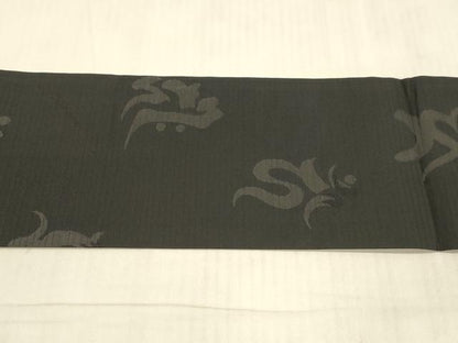 平和屋着物＊夏物　九寸名古屋帯　梵語　黒地　正絹　逸品　DAAW4198cm