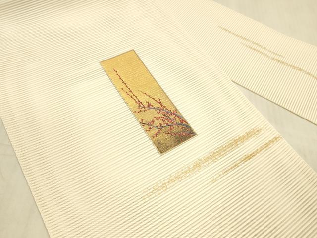 平和屋着物＊夏物 絽綴れ 八寸名古屋帯 刺繍 短冊枝花文 金彩 正絹 逸品 DAAW4199cm