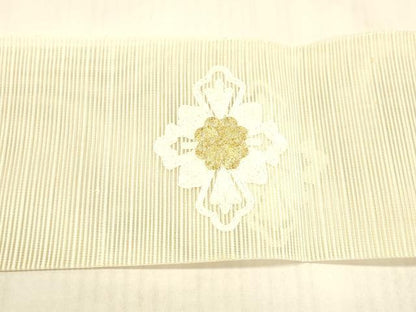 平和屋着物＊夏物 絽綴れ 八寸名古屋帯 駒刺繍 総刺繍 草花文 正絹 逸品 DAAW4200cm