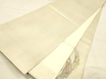 平和屋着物＊夏物 太鼓柄袋帯 刺繍 雪芝風景文 金糸 正絹 逸品 DAAW4202cm