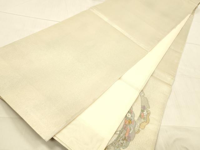 平和屋着物＊夏物 太鼓柄袋帯 刺繍 雪芝風景文 金糸 正絹 逸品 DAAW4202cm
