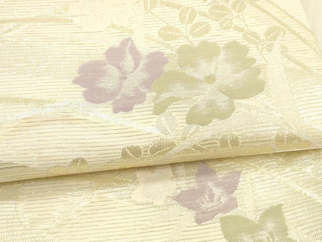 平和屋着物＊夏物 西陣 田中義織物謹製 六通柄袋帯 流水草花文 金銀糸 証紙付き 正絹 逸品 DAAW4205cm